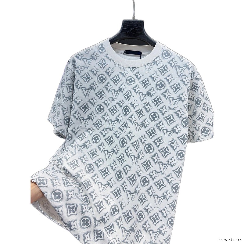 Louis Vuitton Monogram Light Luxury Style White and Gray Short-sleeve T-shirt
