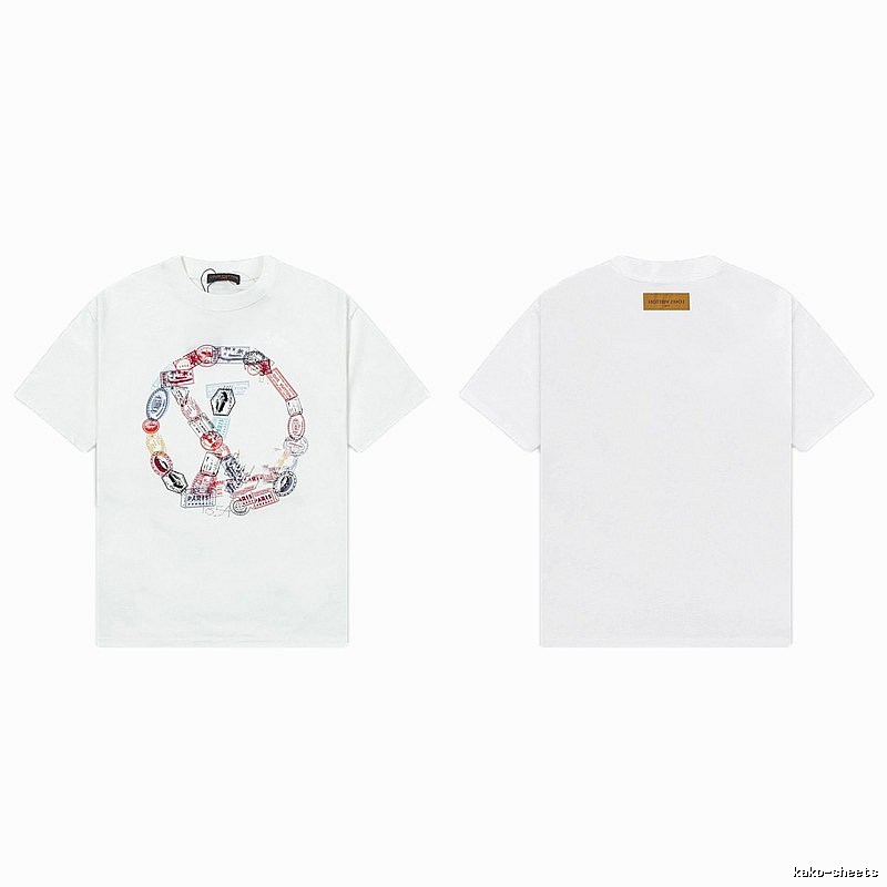 Louis Vuitton Postmark Print Vintage Style White T-Shirt