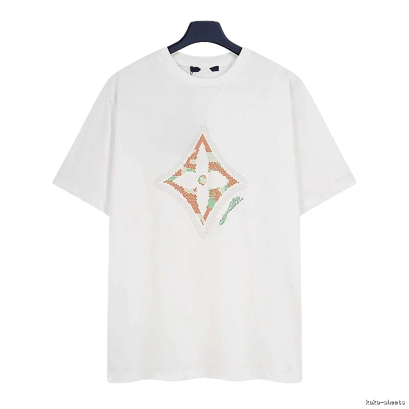 Louis Vuitton Trendy White T-Shirt with Diamond Print
