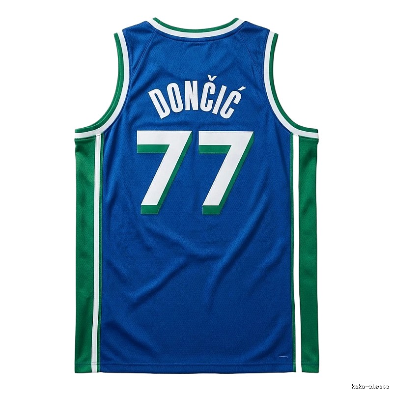 Luka Doncic's No. 77 blue-green basketball jersey