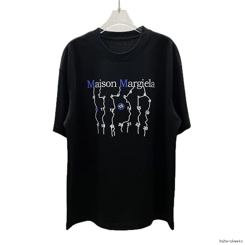 Maison Margiela Digital Embroidery Trendy Black T-Shirt