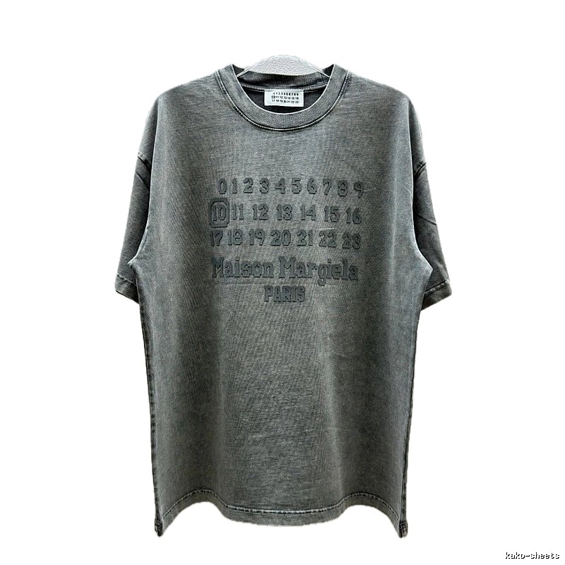 Maison Margiela Numbers Collection Vintage Washed Grey Short Sleeve T-Shirt