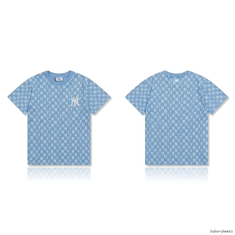 MLB full - print style light blue T - shirt