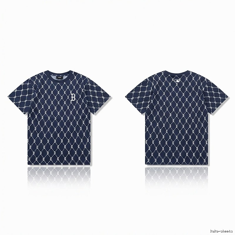 MLB full - printed style navy blue T - shirt