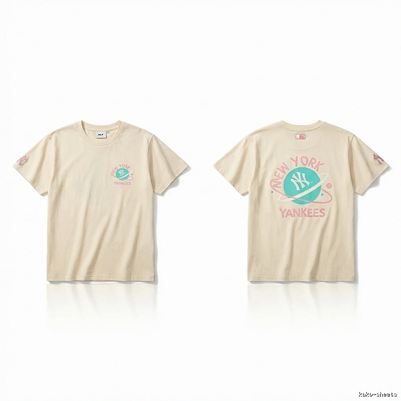 MLB New York Yankees trendy brand beige T-shirt