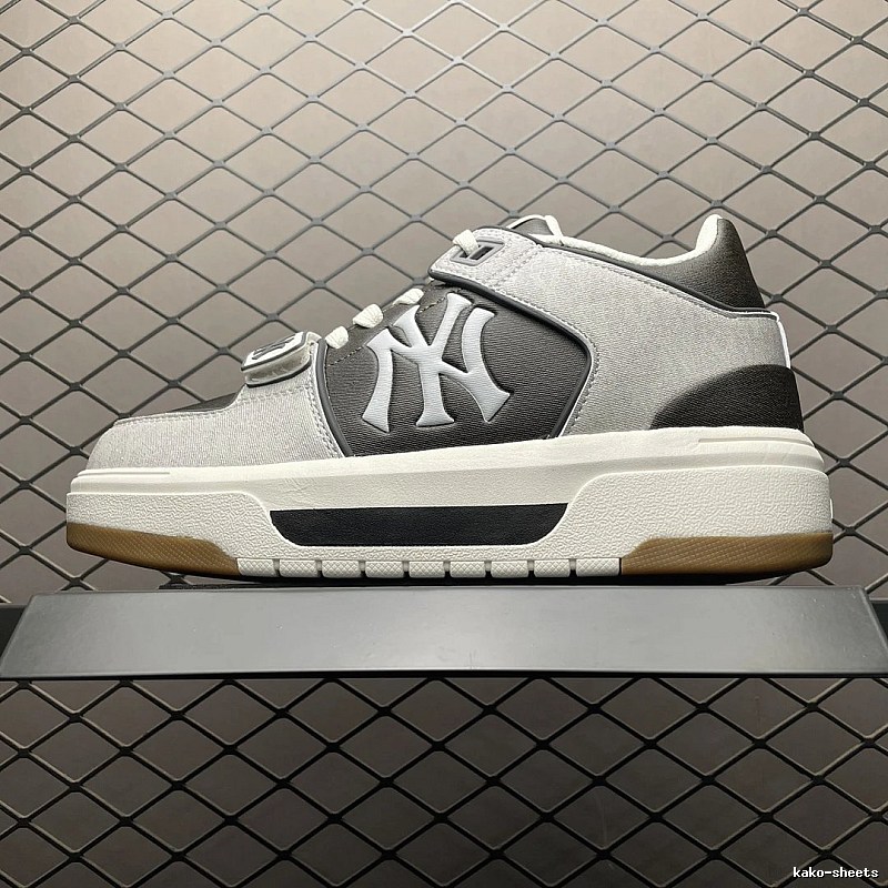 MLB White and Black Logo Chunky Sneakers Defined by Everyday Court Profile
