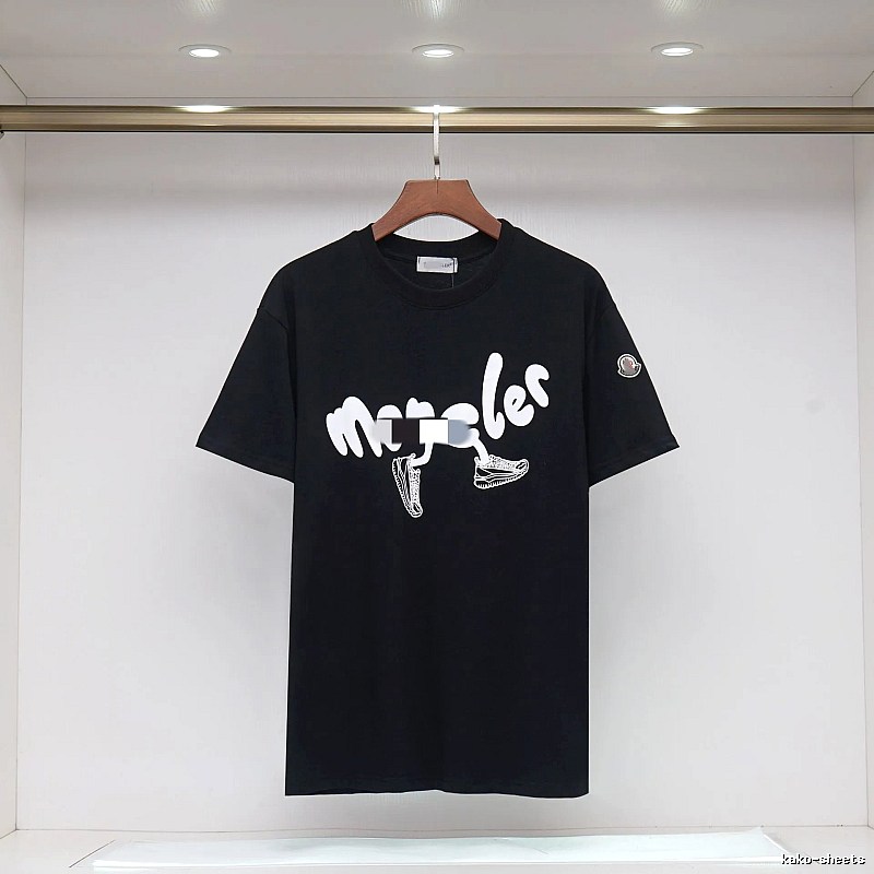 Moncler Casual Printed Black Short Sleeve T-Shirt
