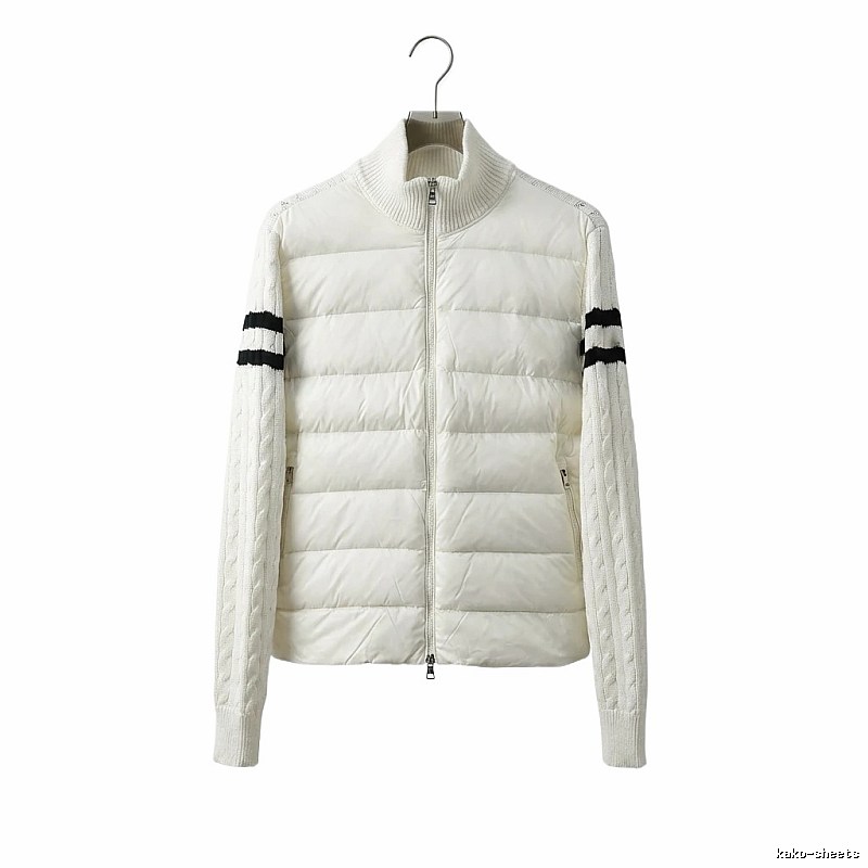 Moncler knitted and spliced windproof white down jacket