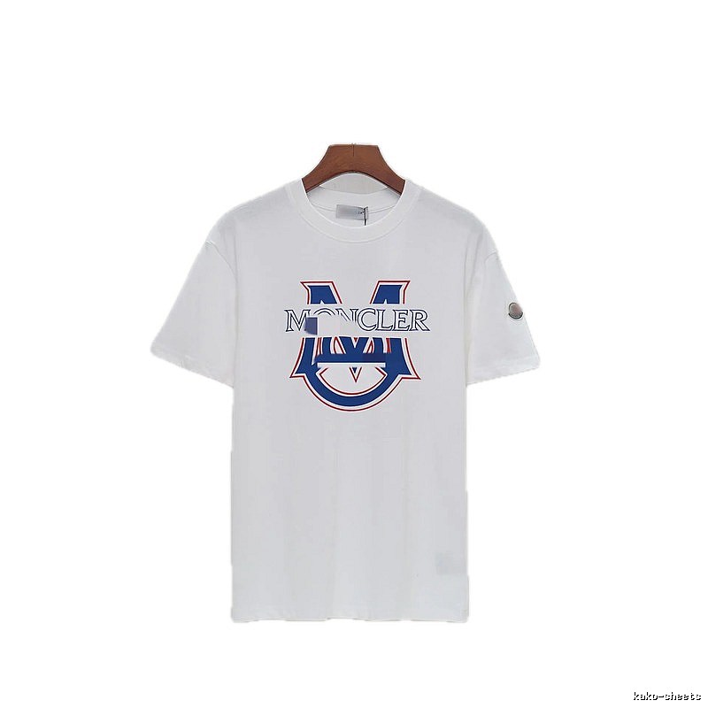 Moncler Large M Printed Casual Style White T-Shirt