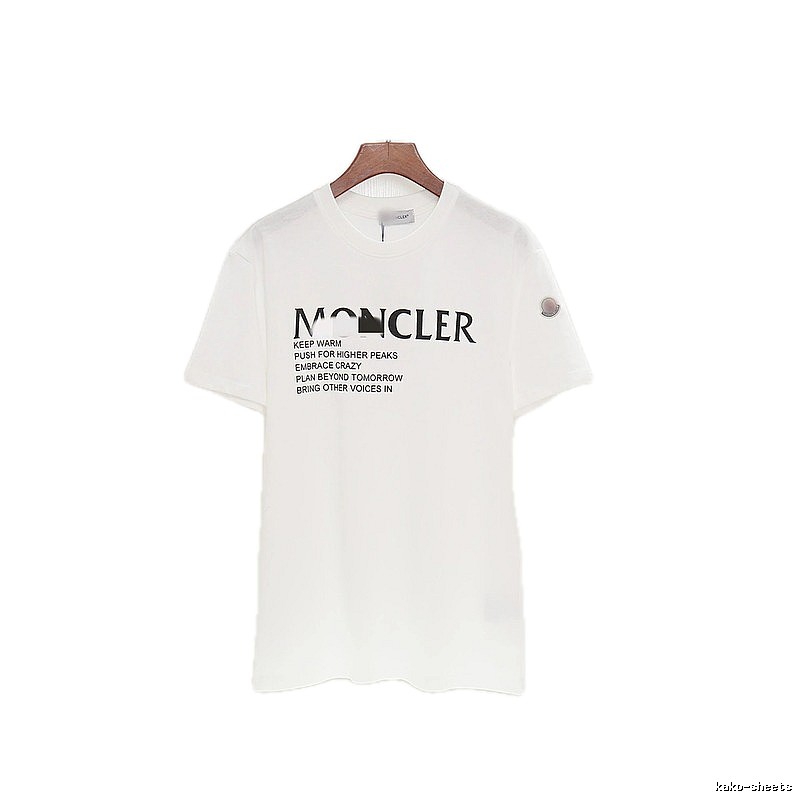 Moncler Letter Print Casual Style White T-Shirt