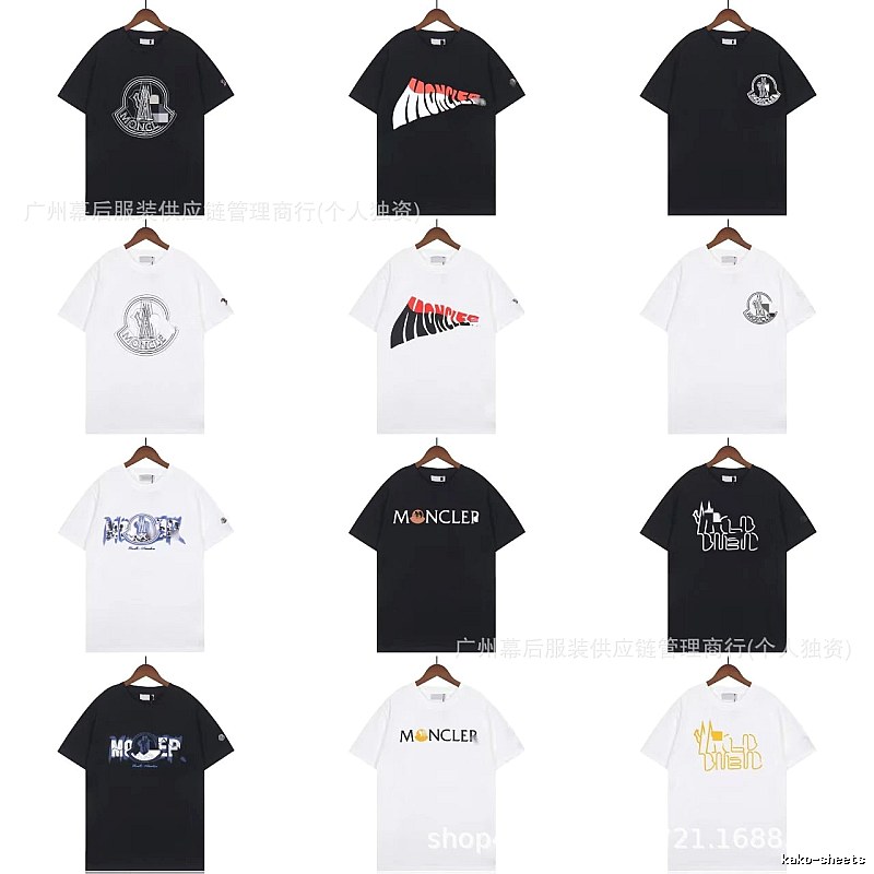 Moncler Logo Printed Trendy Black & White Short-Sleeve T-Shirt