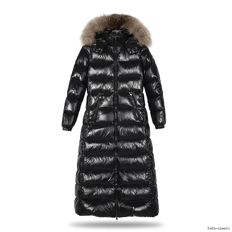 Moncler long shiny black down jacket