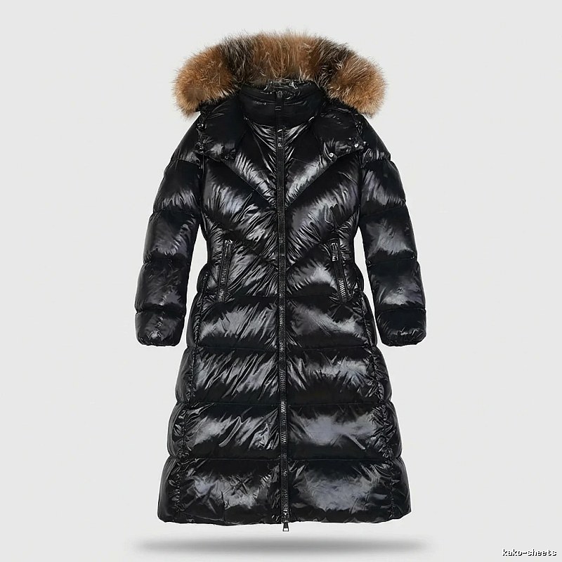 Moncler long stylish black down jacket