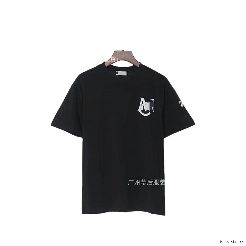 Moncler Printed Casual Style Black T-Shirt