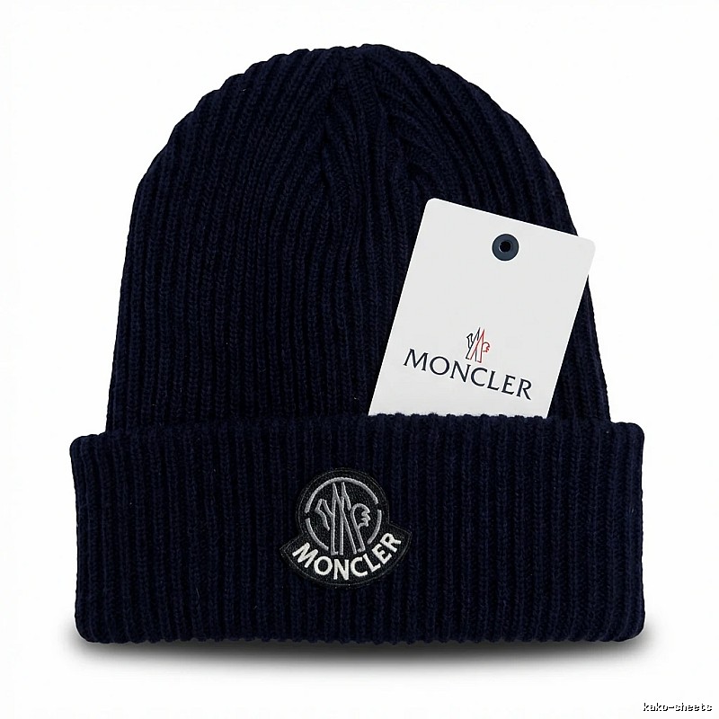 Moncler simple style navy blue knitted hat