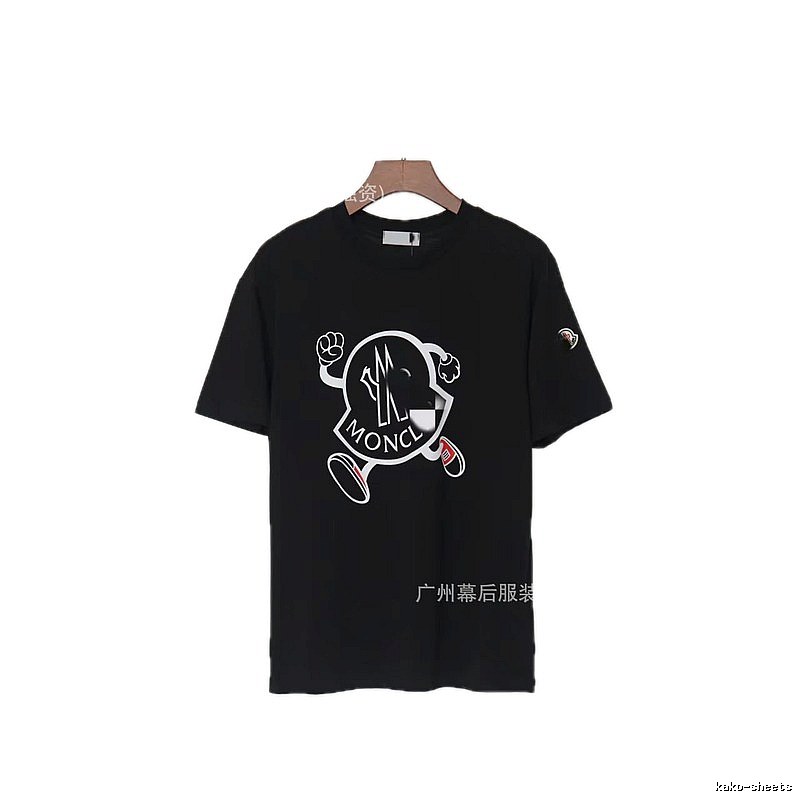 Moncler Trendy Black Cartoon Print Short-sleeved T-shirt