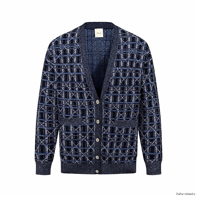 Navy Dior Button-front Cardigan for Layered Winter Looks