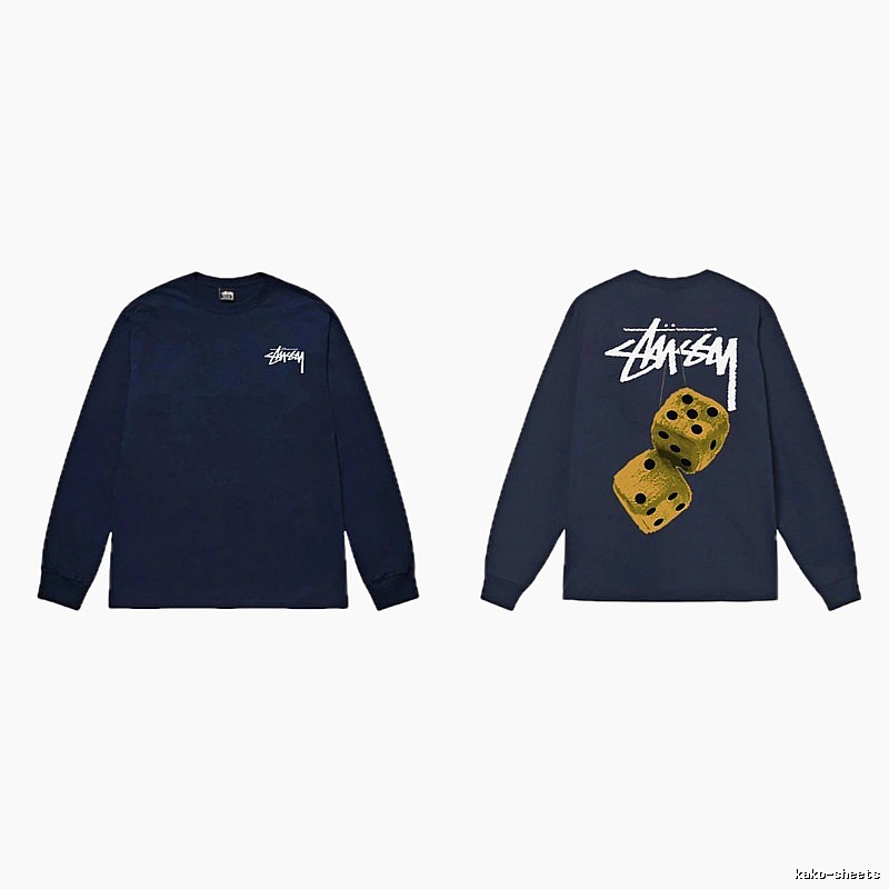 Navy long-sleeved shirt with Stussy dice print