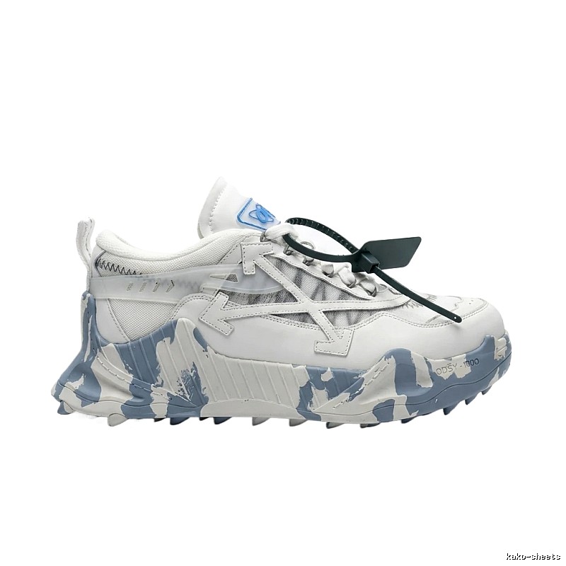 Off-White camouflage-style white and gray sports shoes