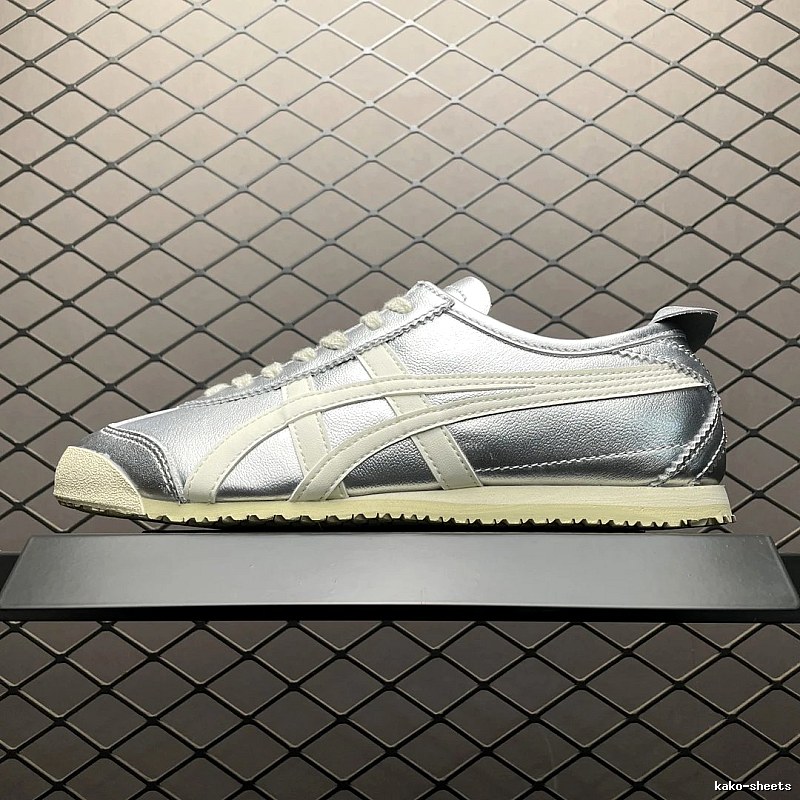 Onitsuka Tiger Low-Top Sneakers, Classic Lace-Up in Silver and Cream