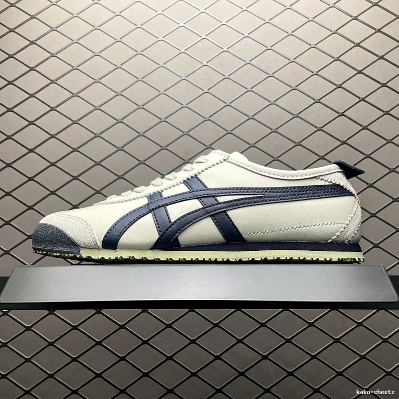 Onitsuka Tiger Low-Top Sneakers, White and Navy and Retro Court Shape