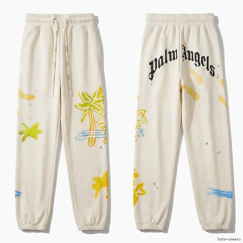 Palm Angels Graffiti Style White Sweatpants