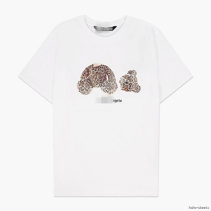 Palm Angels Logo Detail Bear graphic T-shirt White Colorful Bear with Relaxed Feel