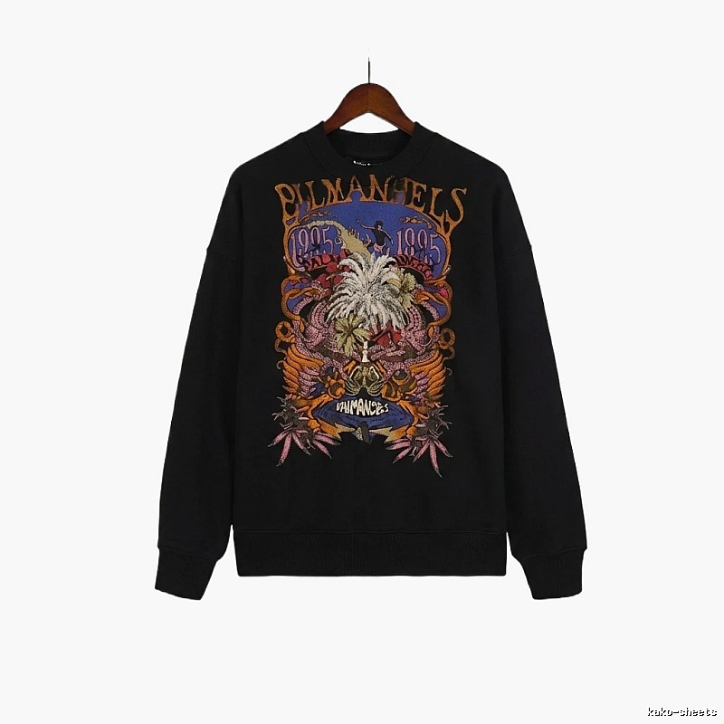Palm Angels Printed Trendy and Cool Black Sweatshirt