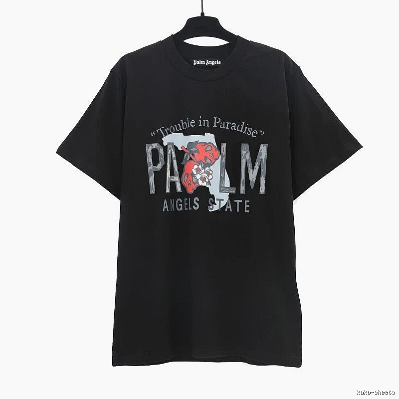 Palm Angels Travel Logo T-shirt White Palm Tree with Modern Look