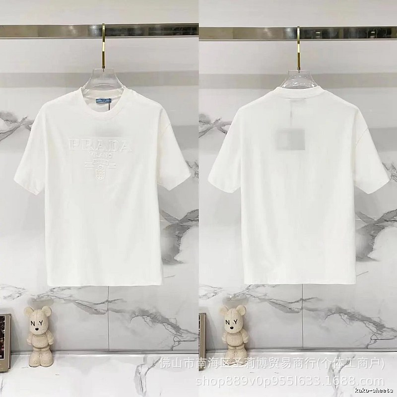 Prada Classic Collection Minimalist Style White Short-sleeved T-shirt