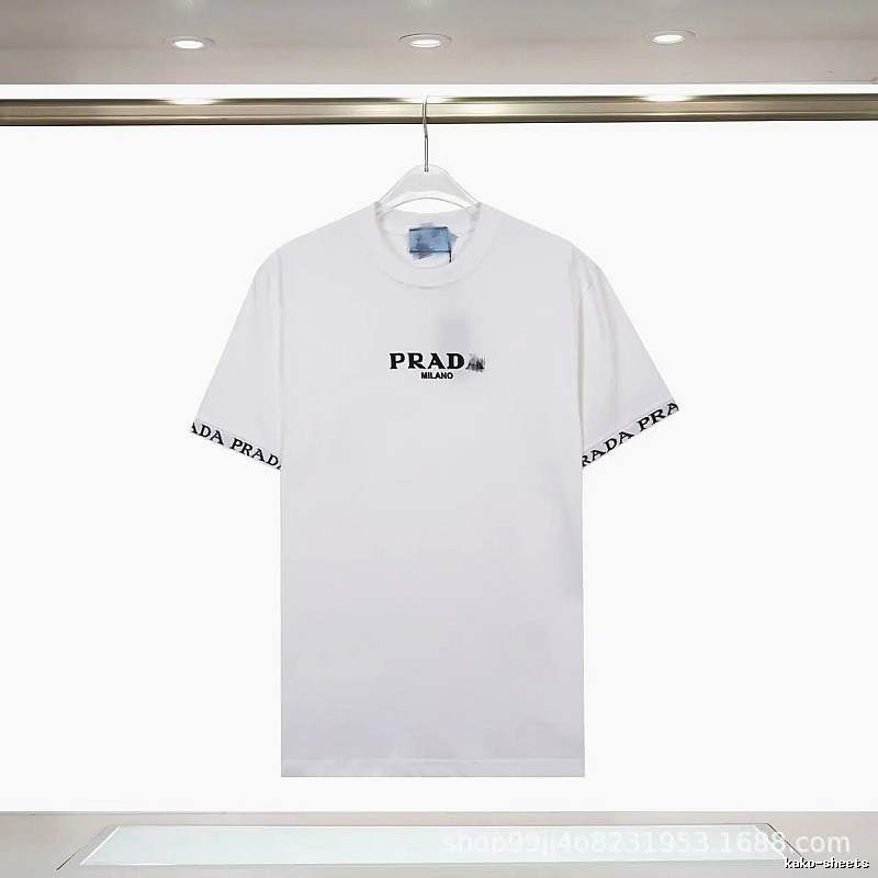 Prada Classic Webbing Minimalist Style White T-Shirt