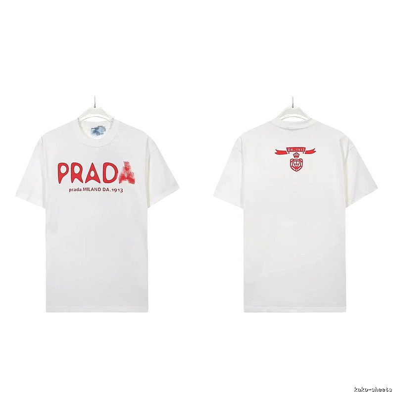 Prada Graffiti Collection Casual Style White Short-sleeve T-shirt
