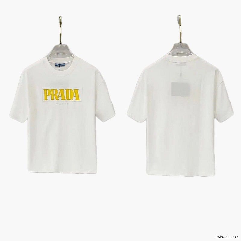 Prada Letter Print Streetwear Style White T-Shirt