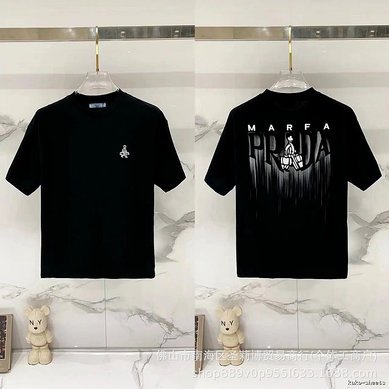 Prada Marfa Streetwear Style Black Short-sleeve T-shirt