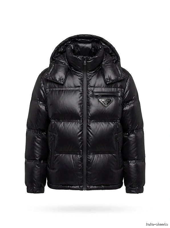Prada triangle logo black down jacket