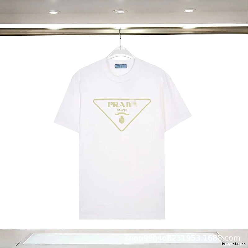 Prada Triangle Logo Casual Style White Short-sleeve T-shirt