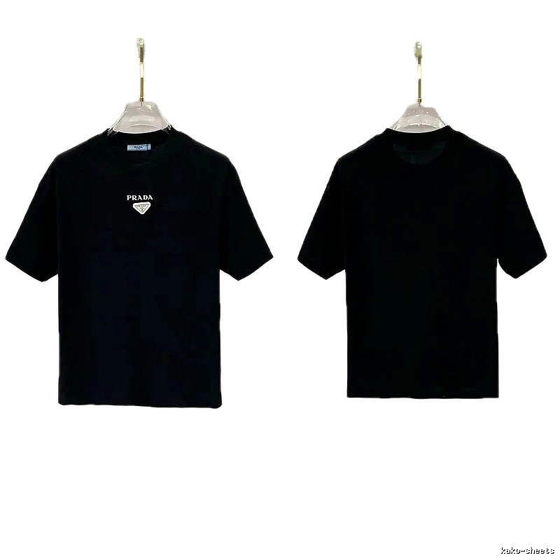 Prada Triangle Logo Minimalist Style Black Short-sleeve T-shirt