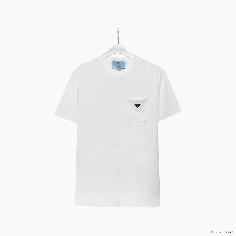 Prada Triangle Logo Minimalist Style White Short-sleeve T-shirt