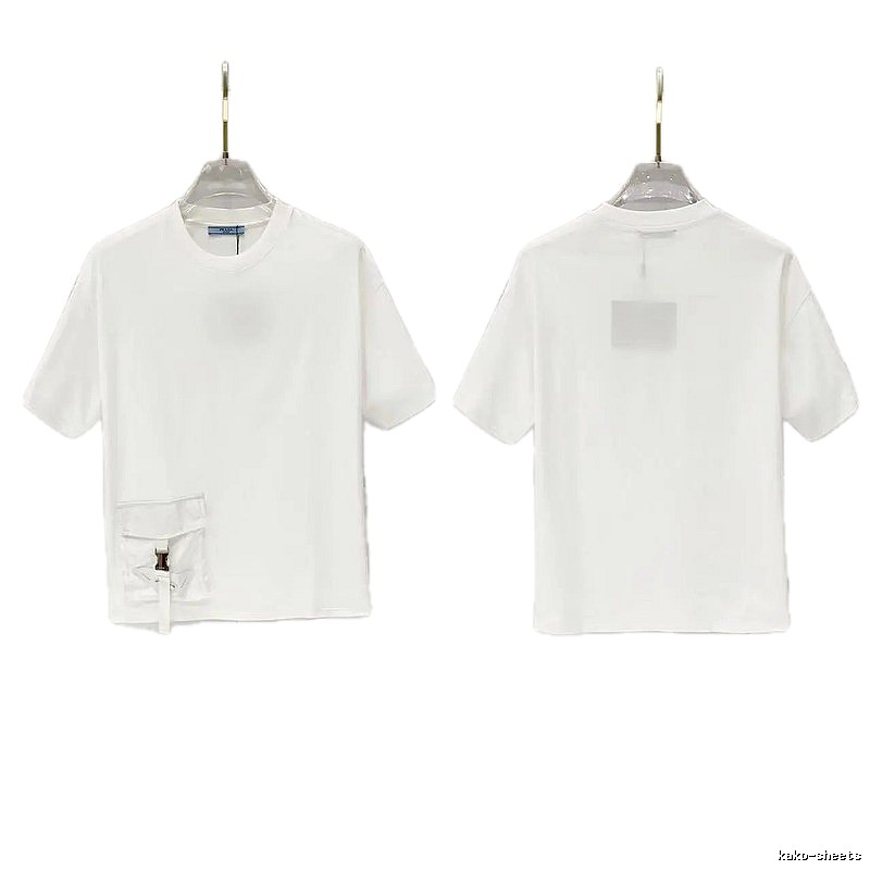 Prada Triangle Logo Minimalist Style White Short-sleeve T-shirt