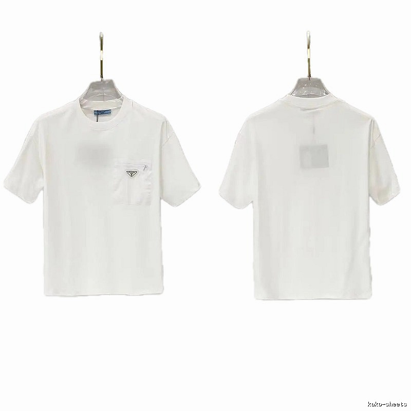 Prada Triangle Logo Minimalist Style White Short-sleeve T-shirt