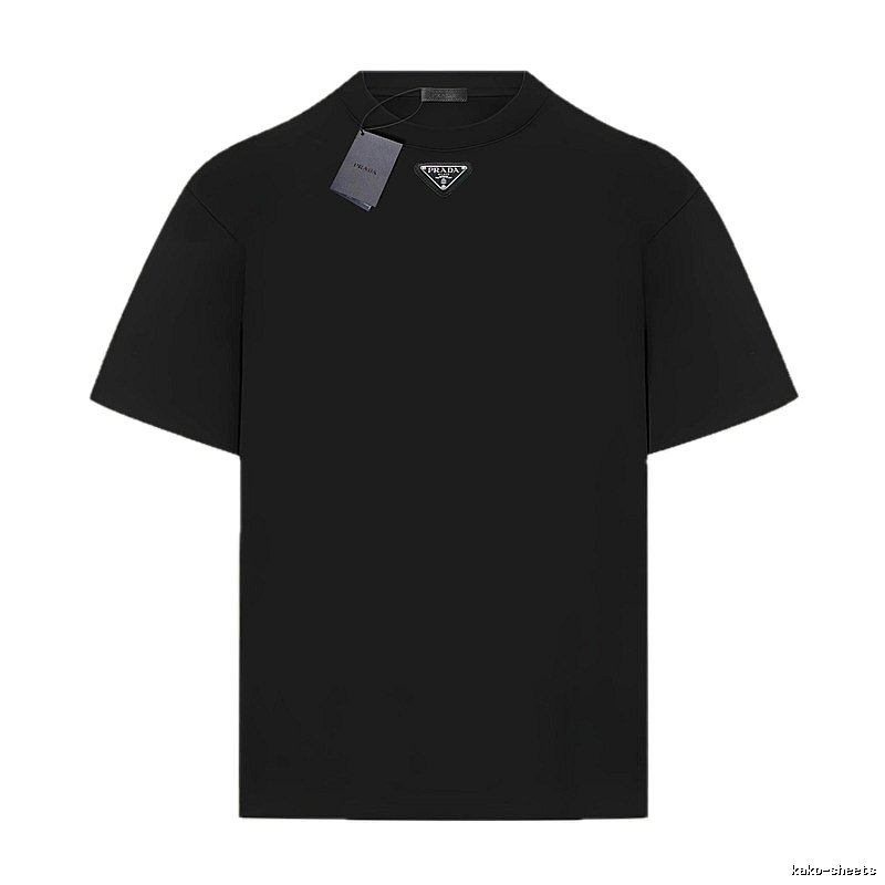 Prada Triangular Logo Simple Black T-shirt