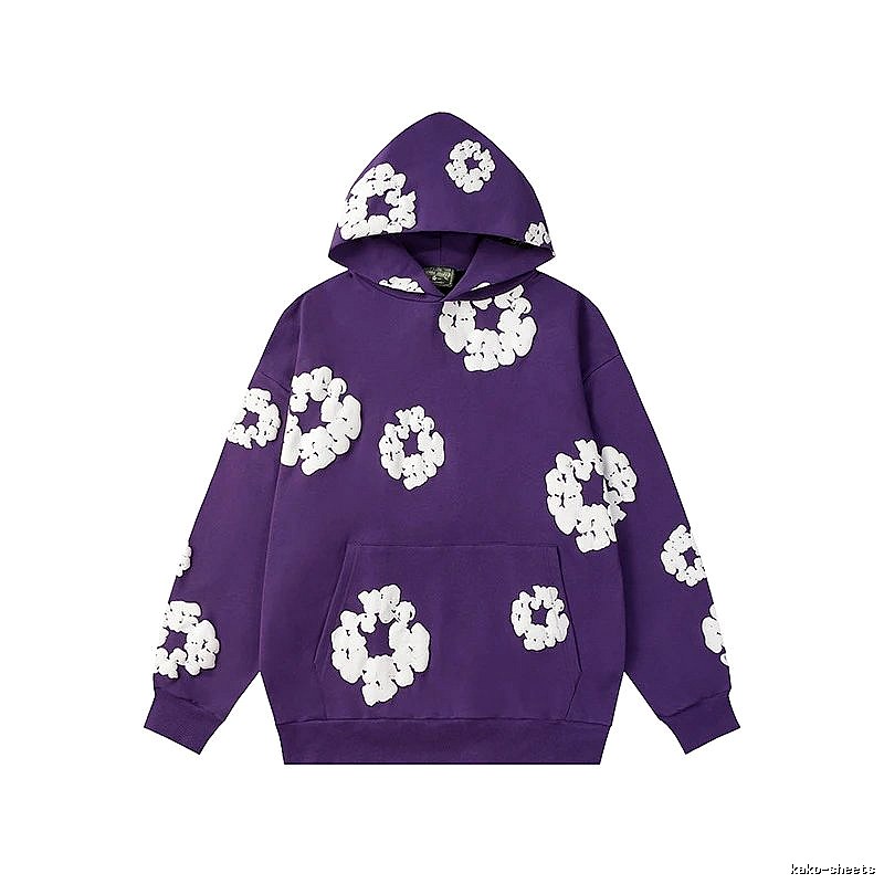 Purple Flower Graphic Hoodie Casual Fit
