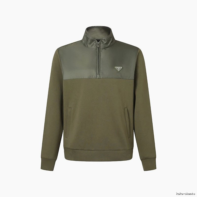 Quarter Zip Sweatshirt by Prada with Olive Quarter Zip Sweatshirt with