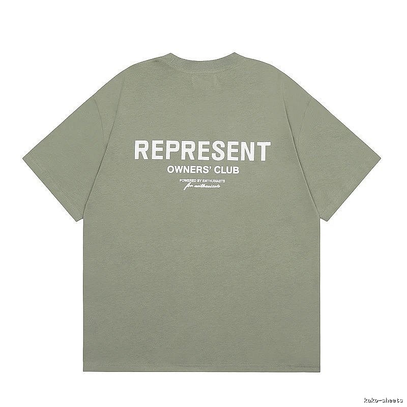 Represent Army Green Style 868 Owners Club T-Shirt Signature Detail Logo
