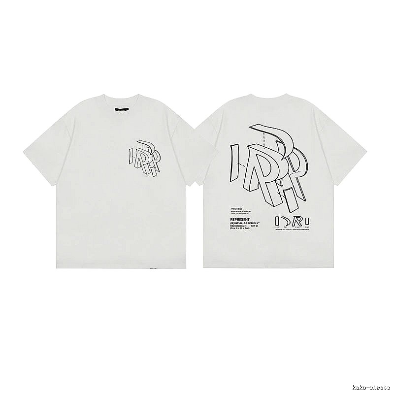 Represent Geometric Print Street-style Off-white T-shirt