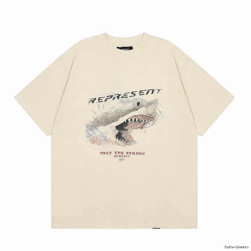 Represent Shark Print Vintage Beige T-Shirt