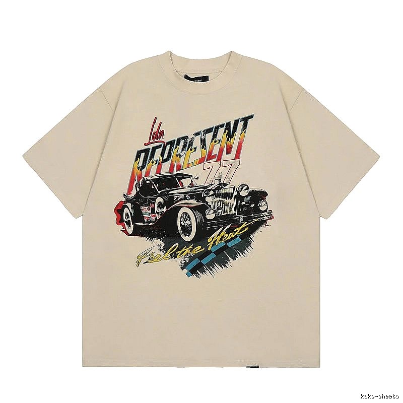 Represent Vintage Classic Car Printed Beige Short-sleeve T-shirt