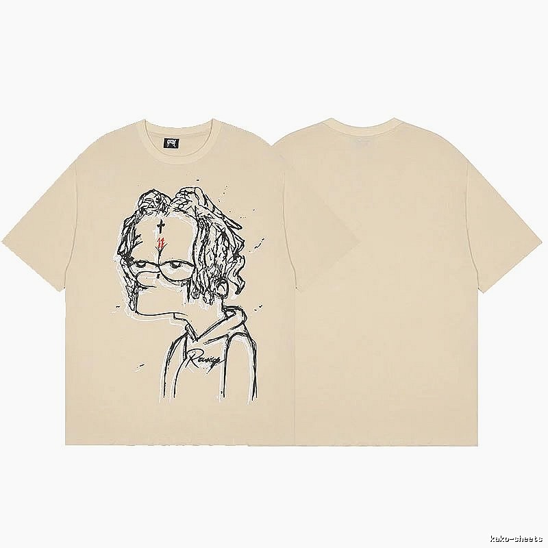 Revenge Beige Skull Graphic T-Shirt Visual Accent