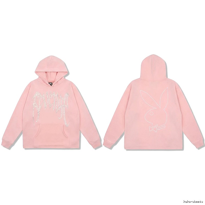 Revenge rabbit print pink hoodie