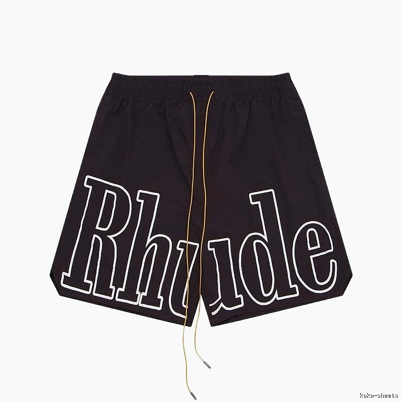 RHUDE letter-style black shorts